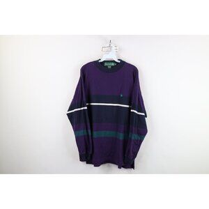 Vintage 90s Streetwear Mens Large Faded Striped Color Block Long Sleeve T-Shirt